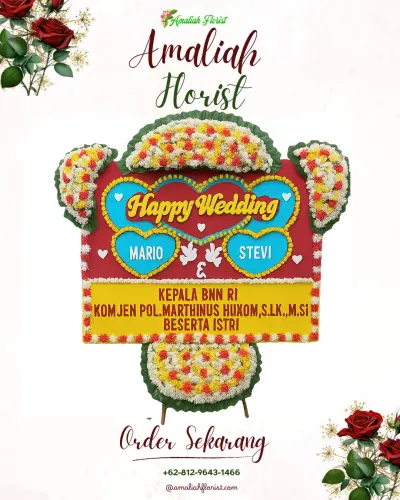 Karangan Papan Bunga Pernikahan di Katapang